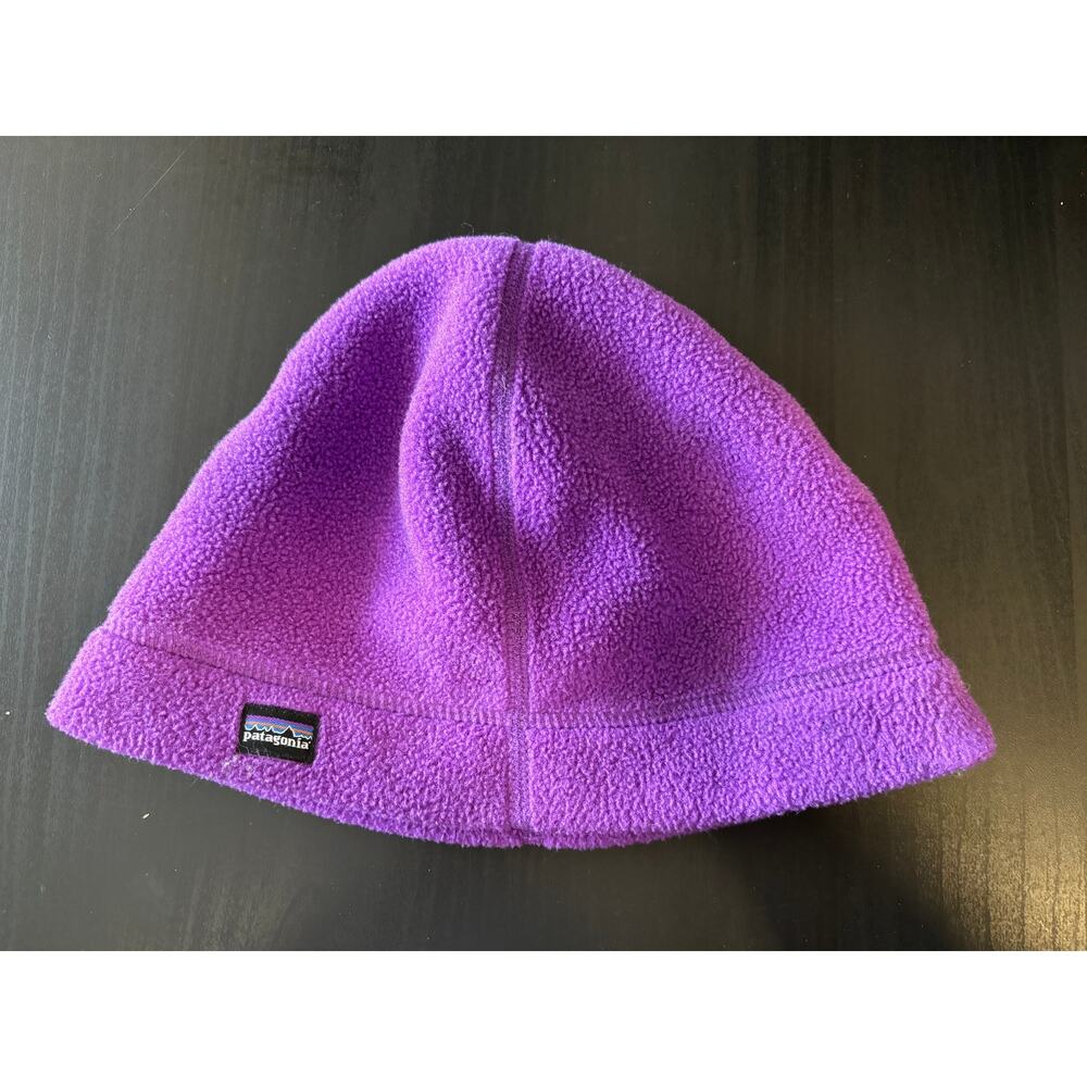 Vintage Patagonia Synchilla Fleece Beanie Winter Hat Kids Youth Large L Purple